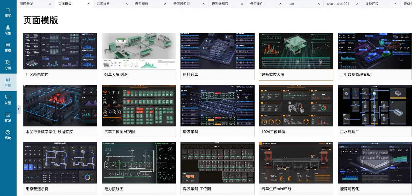 工业数据融合平台组态大屏页面模板库